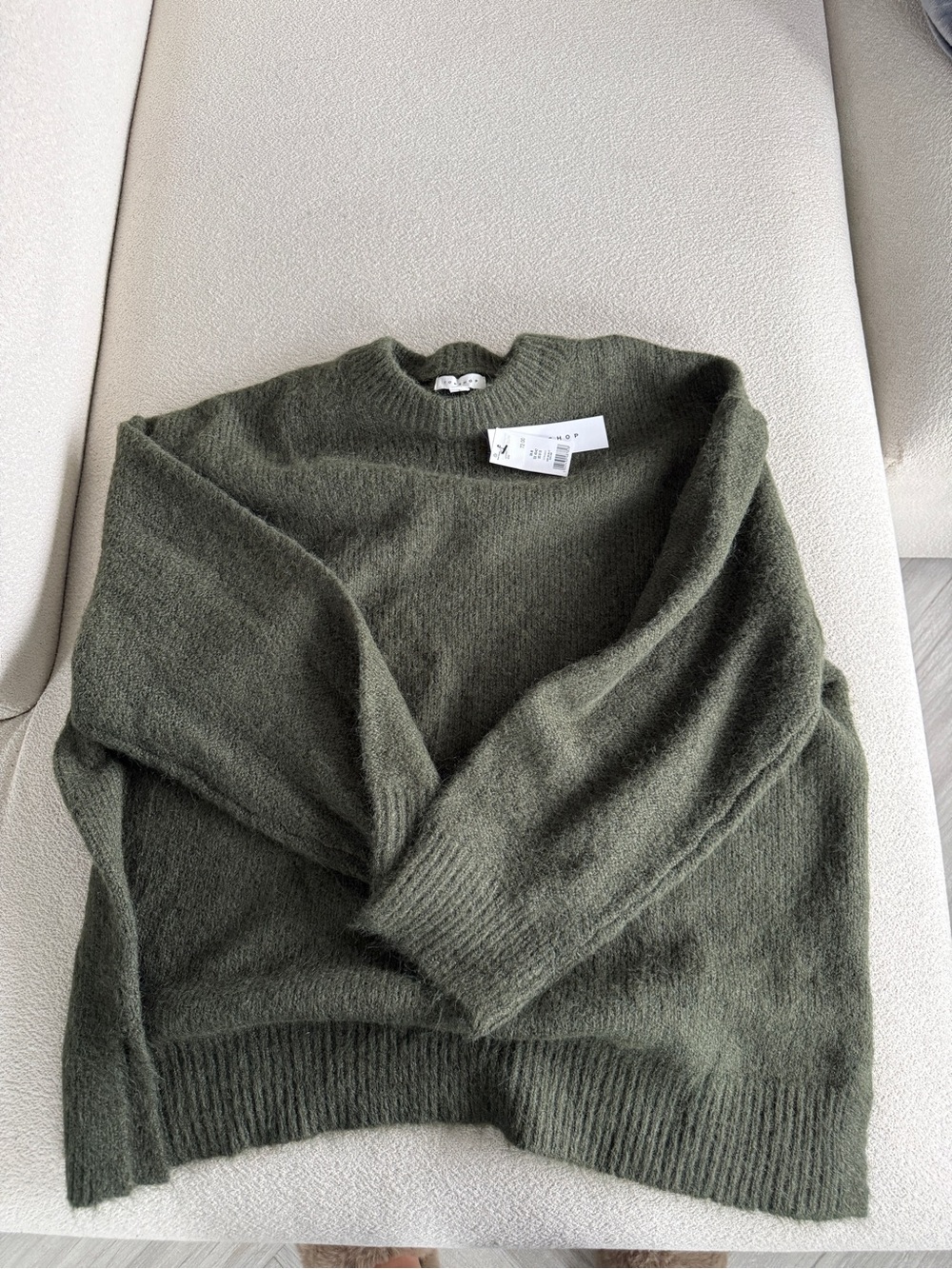Top Shop Women’s Olive Green Crewneck Sweater